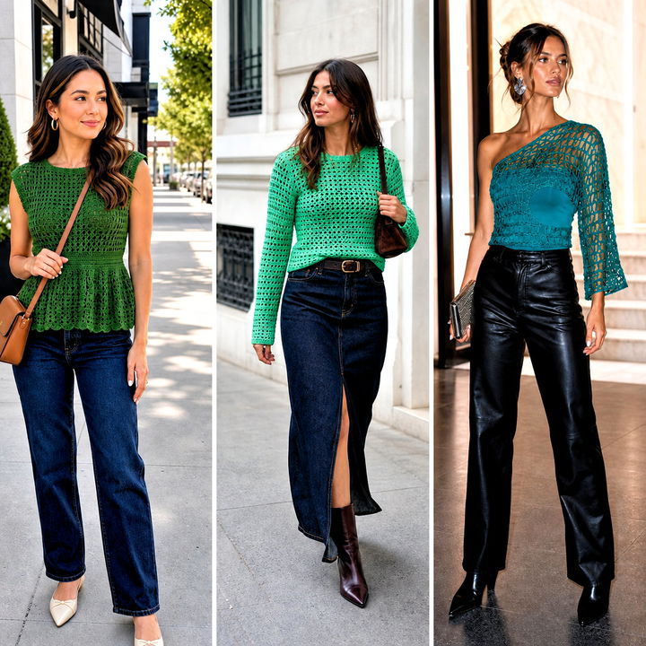 15 green crochet top on hanger outfit ideas