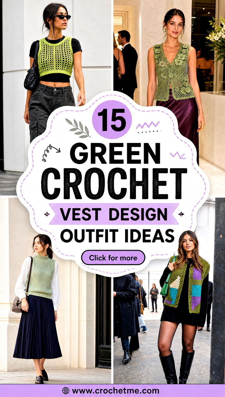 15 green crochet vest design outfit ideas - 15 green crochet vest design outfit ideas