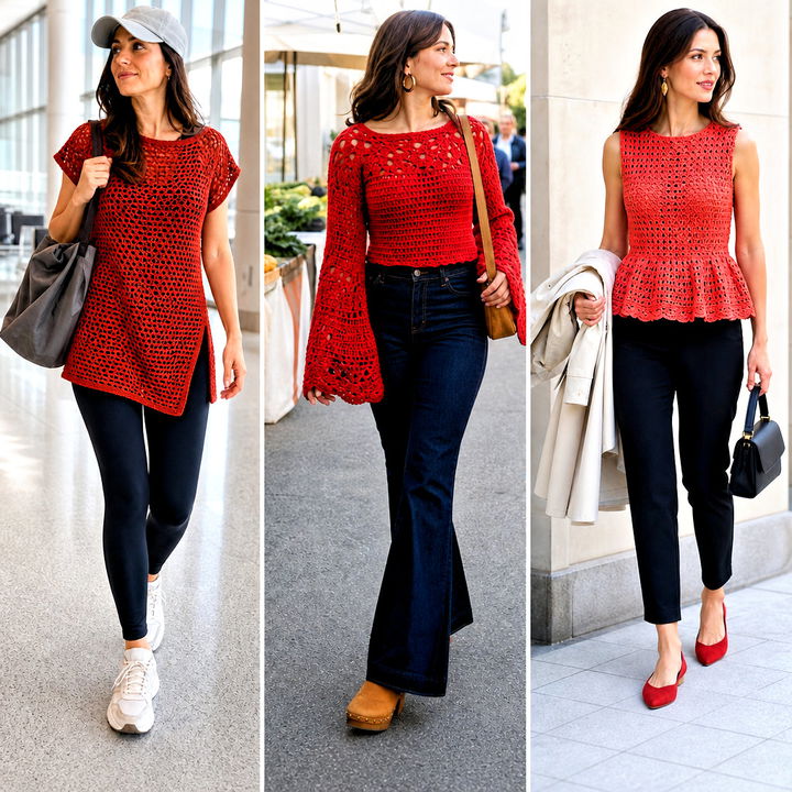 15 Handmade Red Crochet Top Outfit Ideas: Bold Summer Looks
