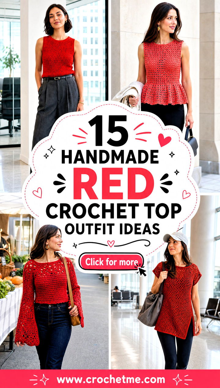 15 handmade red crochet top outfit ideas - 15 handmade red crochet top outfit ideas