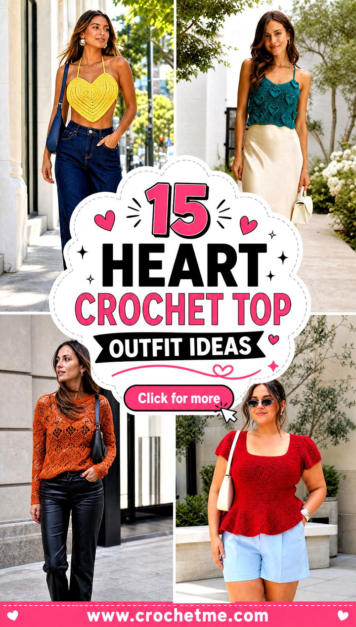 15 heart crochet top outfit ideas - 15 heart crochet top outfit ideas