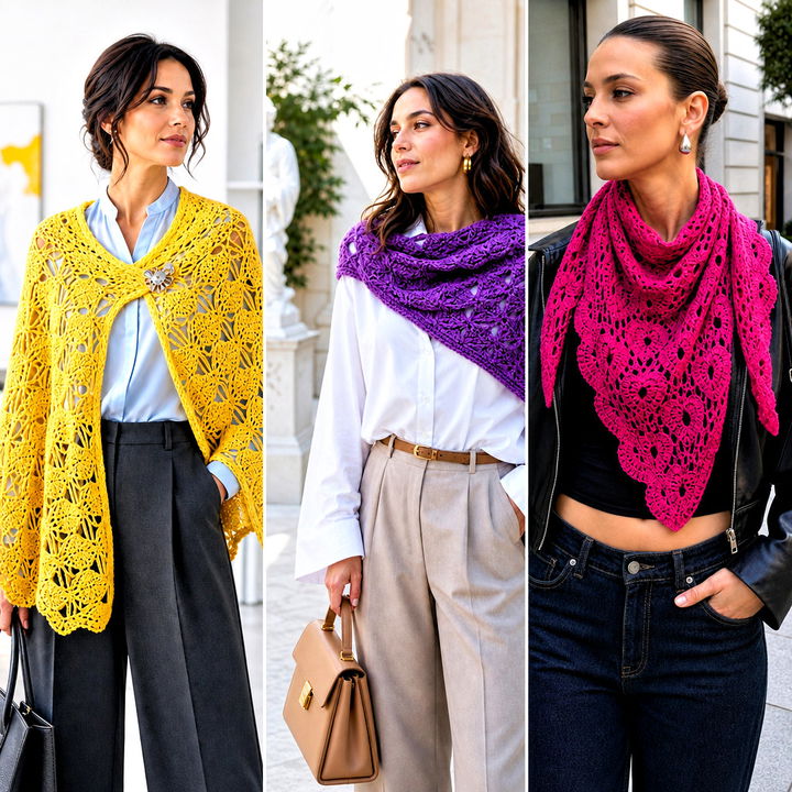 15 Hearty Diamonds Shawl by K.A.M.E. Crochet Outfit Ideas: 2025