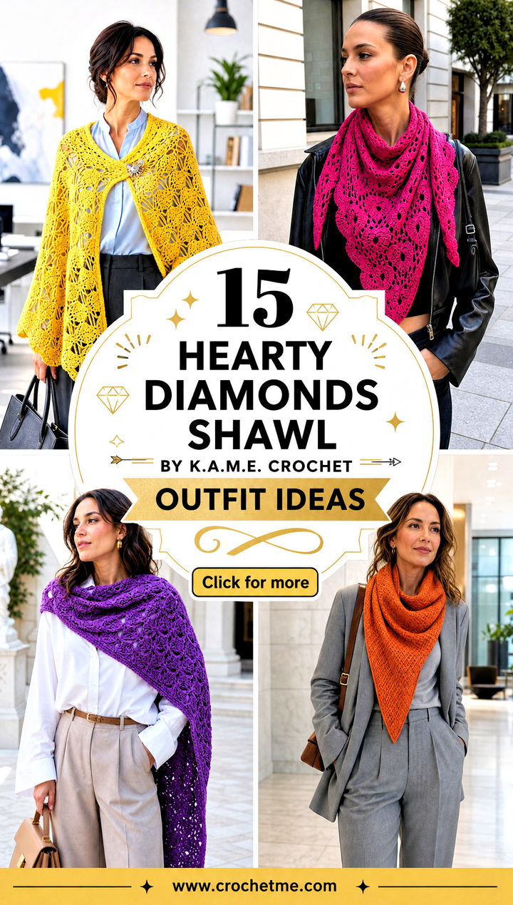 15 hearty diamonds shawl by k.a.m.e. crochet outfit ideas - 15 hearty diamonds shawl by k.a.m.e. crochet outfit ideas