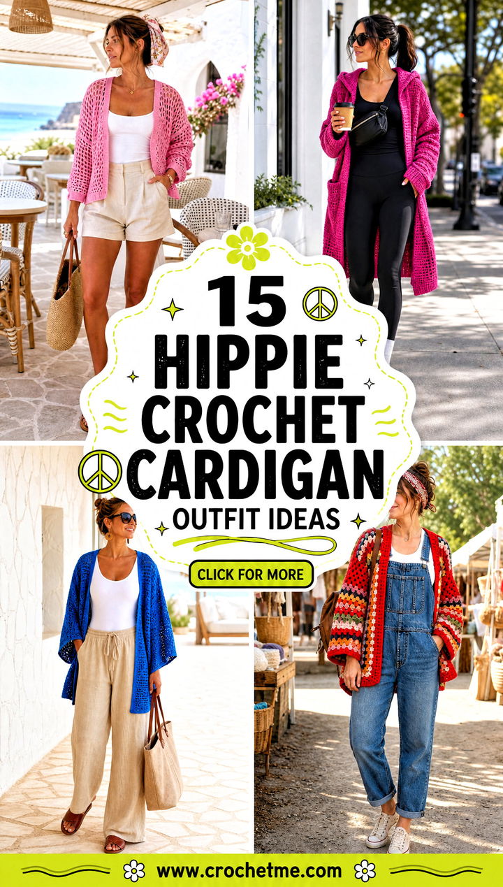15 hippie crochet cardigan outfit ideas - 15 hippie crochet cardigan outfit ideas
