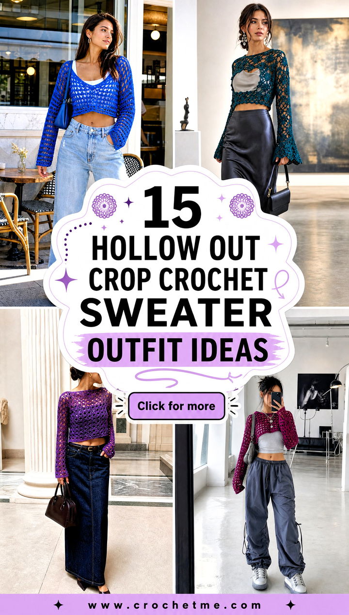 15 hollow out crop crochet sweater outfit ideas - 15 hollow out crop crochet sweater outfit ideas