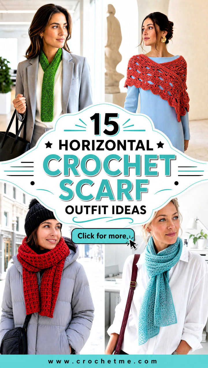 15 horizontal crochet scarf outfit ideas - 15 horizontal crochet scarf outfit ideas