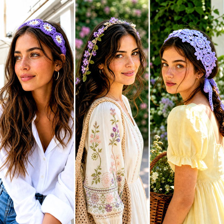 15 Lavender Crochet Flower Headband Outfit Ideas for Spring Style