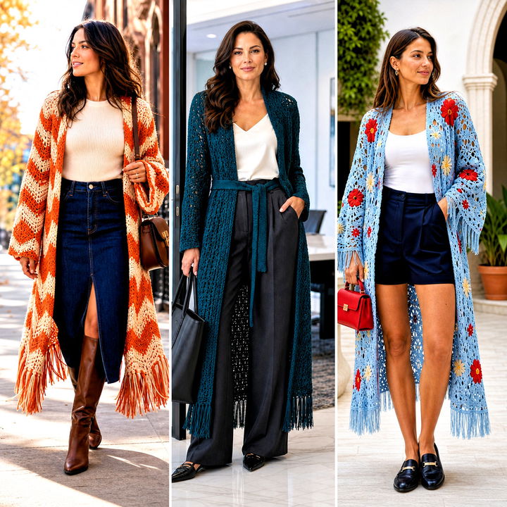 15 Long Crochet Cardigan With Fringe Outfit Ideas to Try