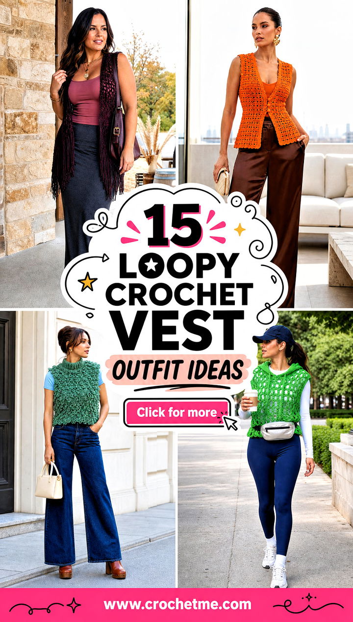 15 loopy crochet vest outfit ideas - 15 loopy crochet vest outfit ideas