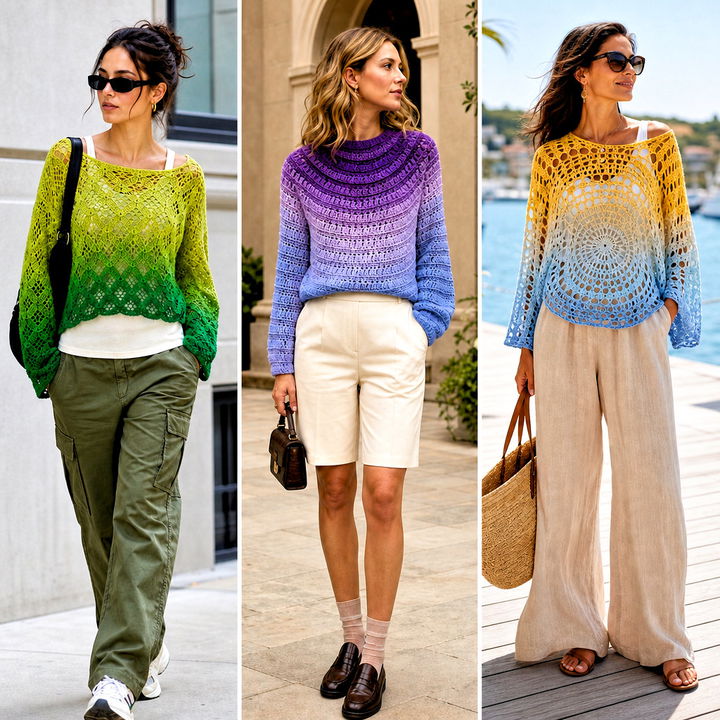15 mandala ombre crochet sweater outfit ideas