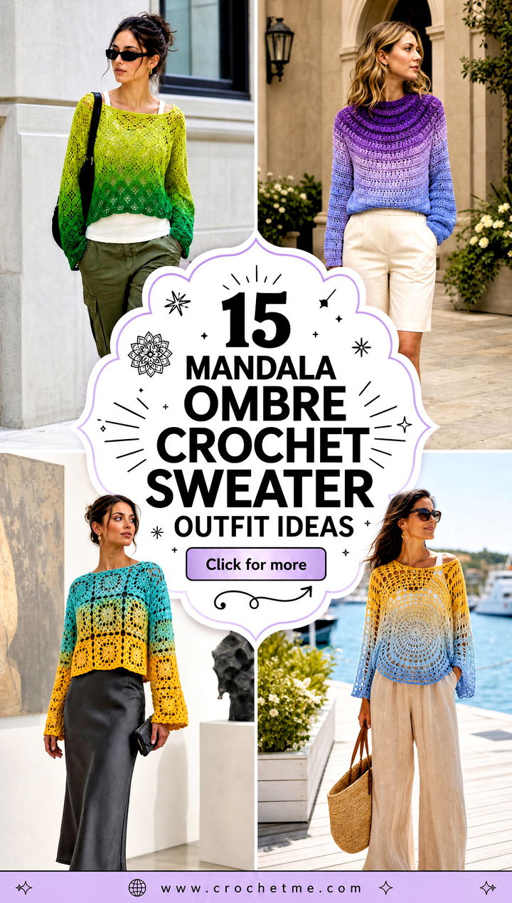15 mandala ombre crochet sweater outfit ideas - 15 mandala ombre crochet sweater outfit ideas