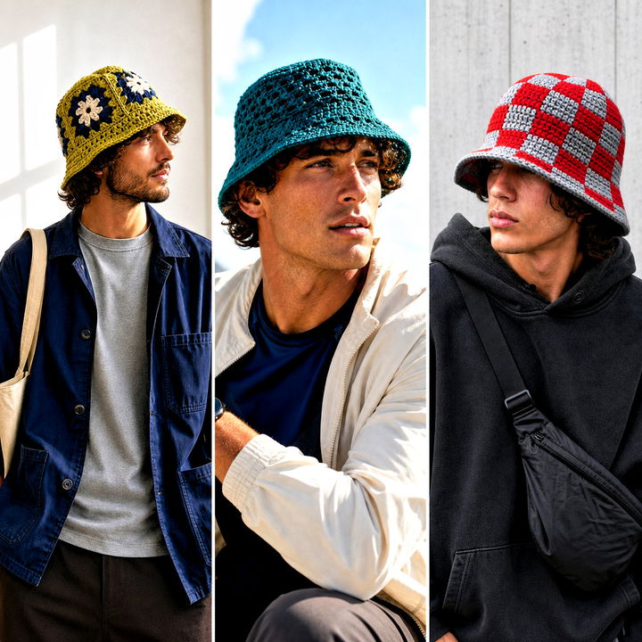 15 Men’s Crochet Bucket Hat Outfit Ideas for Summer Style