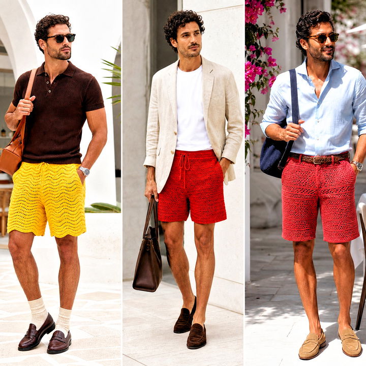 15 Men’s Crochet Shorts Outfit Ideas for Laid-Back Summer Style