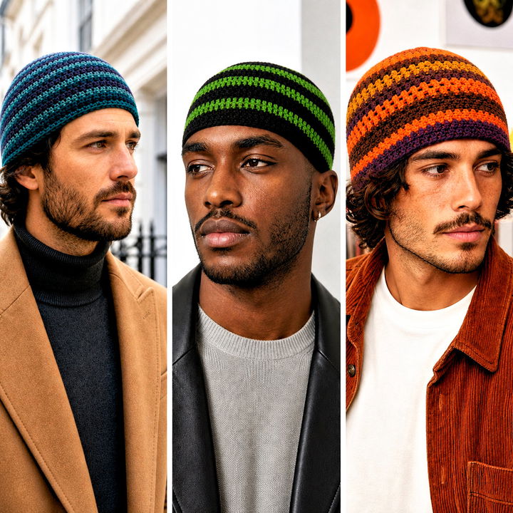 15 Men’s Striped Crochet Beanie Outfit Ideas for Winter Style