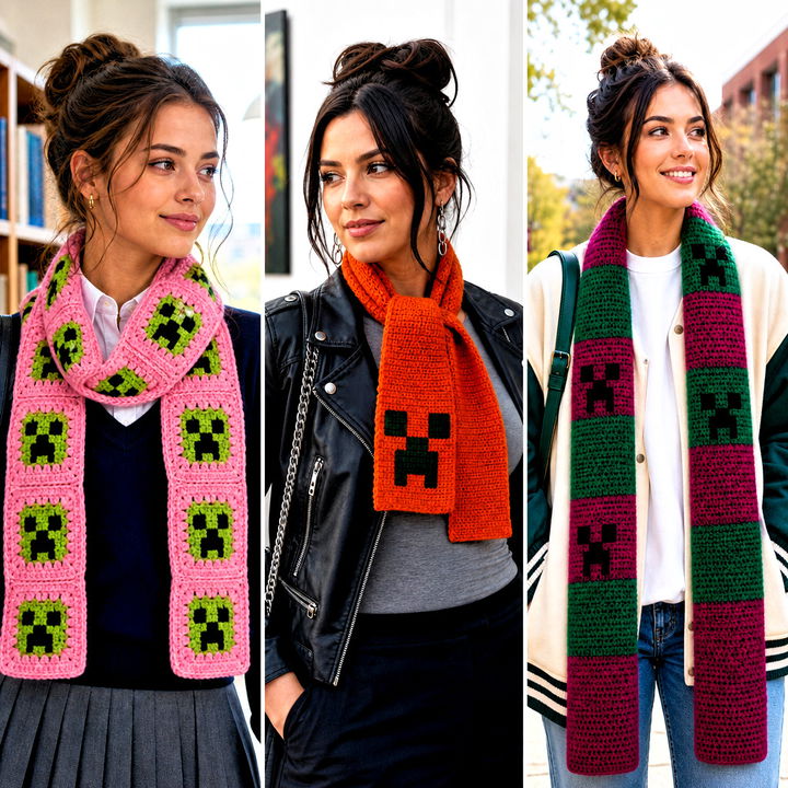 15 Minecraft Creeper Crochet Scarf Outfit Ideas for Gamers