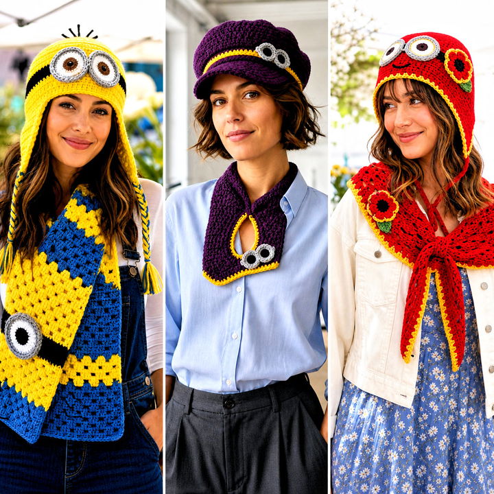 15 Minion-Themed Crochet Hat and Scarf Outfit Ideas for Kids