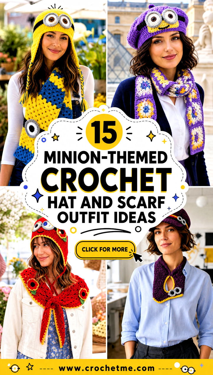 15 minion-themed crochet hat and scarf outfit ideas - 15 minion-themed crochet hat and scarf outfit ideas