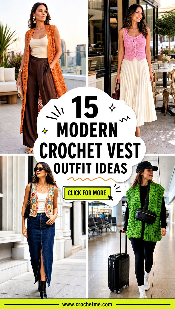 15 modern crochet vest outfit ideas - 15 modern crochet vest outfit ideas