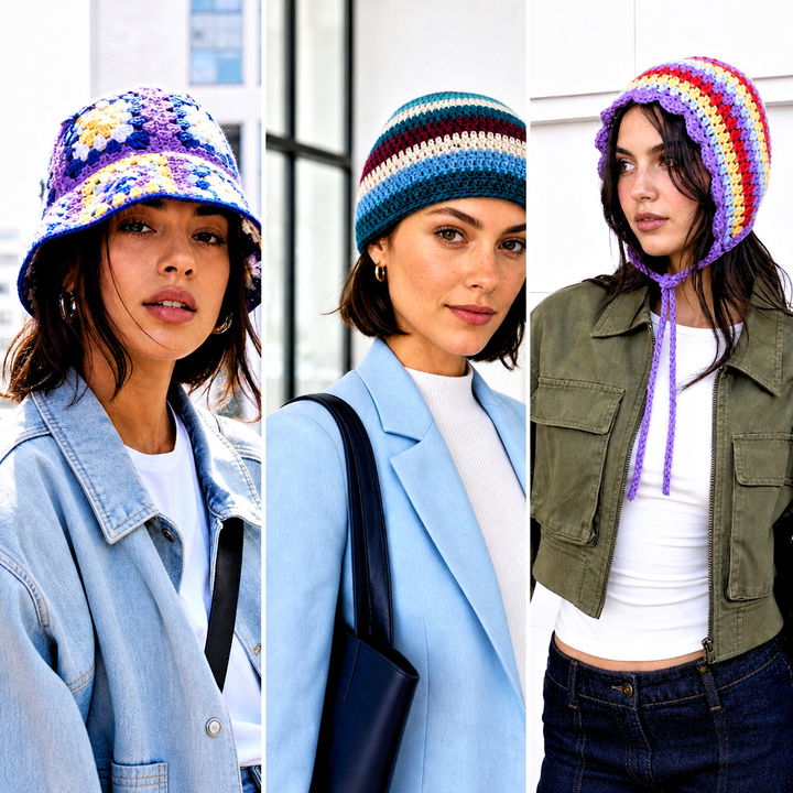 15 Multi Color Crochet Hat Outfit Ideas for Bright Everyday Style