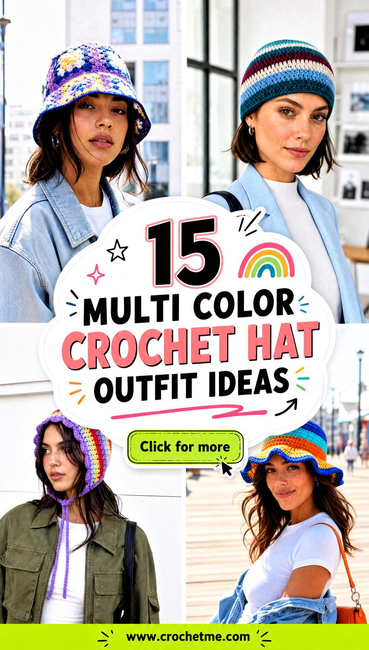 15 multi color crochet hat outfit ideas - 15 multi color crochet hat outfit ideas