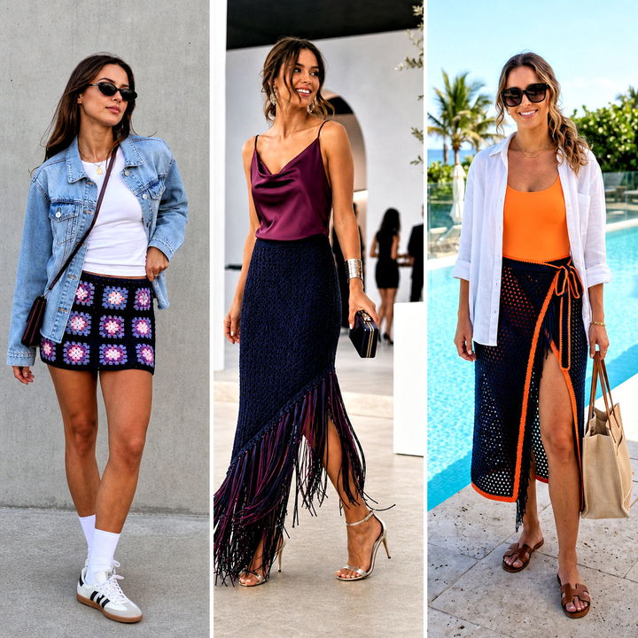 15 Navy Crochet Skirt Outfit Ideas for Chic Everyday Style