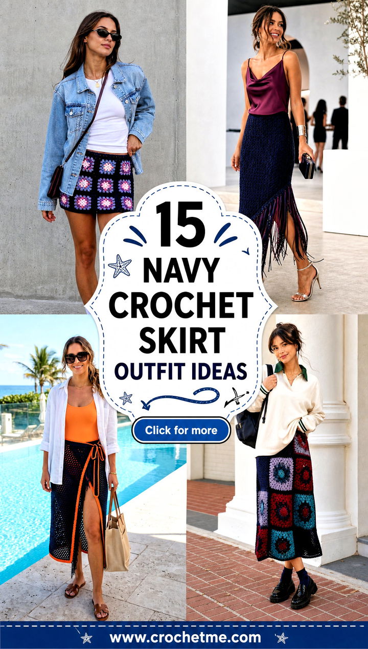 15 navy crochet skirt outfit ideas - 15 navy crochet skirt outfit ideas