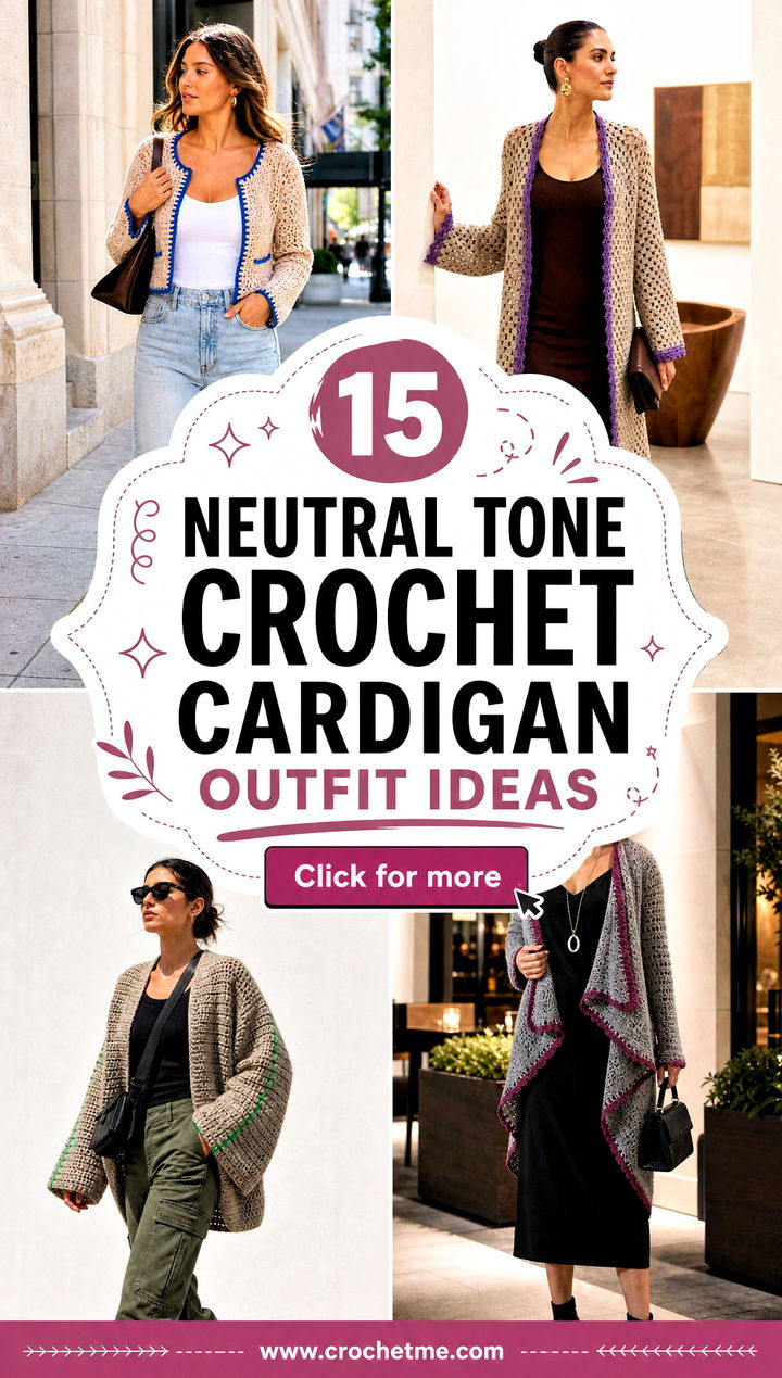 15 neutral tone crochet cardigan outfit ideas - 15 neutral tone crochet cardigan outfit ideas