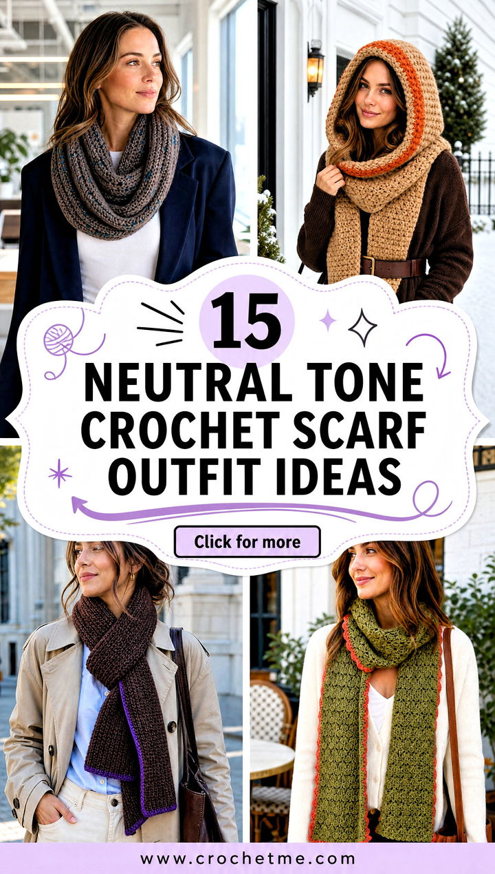 15 neutral tone crochet scarf outfit ideas - 15 neutral tone crochet scarf outfit ideas