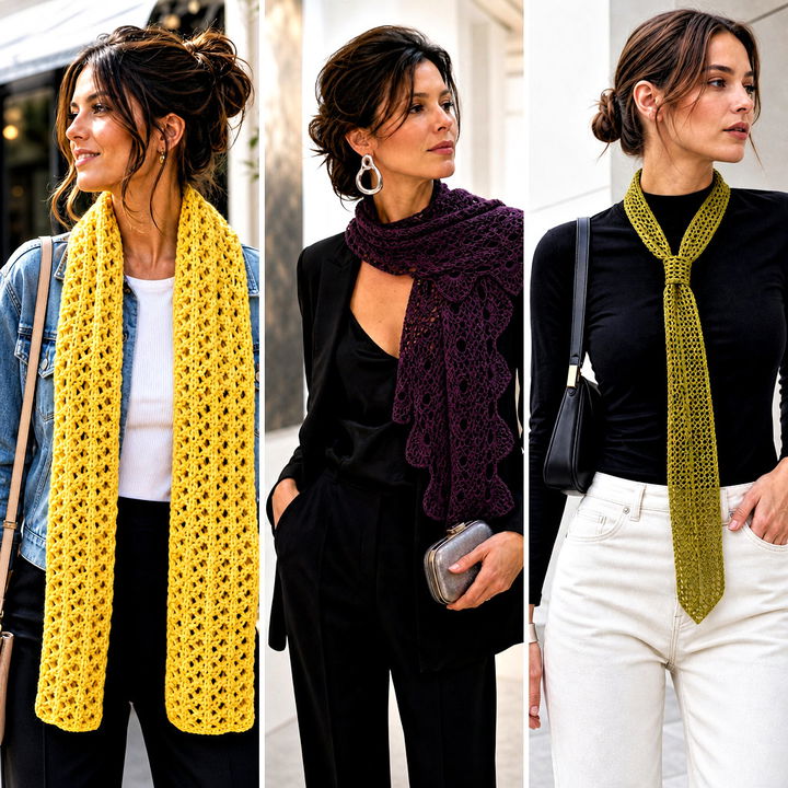 15 Openwork Crochet Scarf Outfit Ideas for Chic Layering
