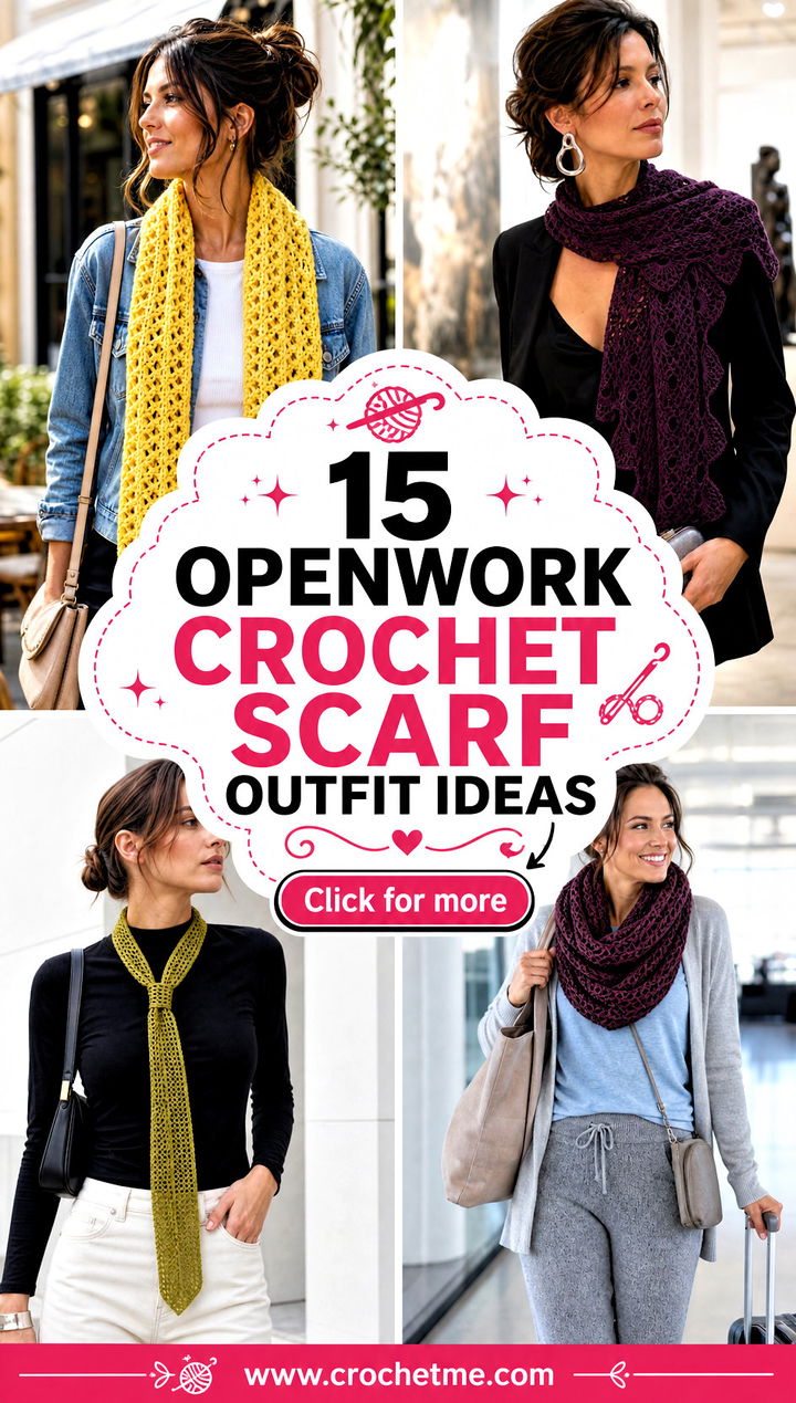 15 openwork crochet scarf outfit ideas - 15 openwork crochet scarf outfit ideas