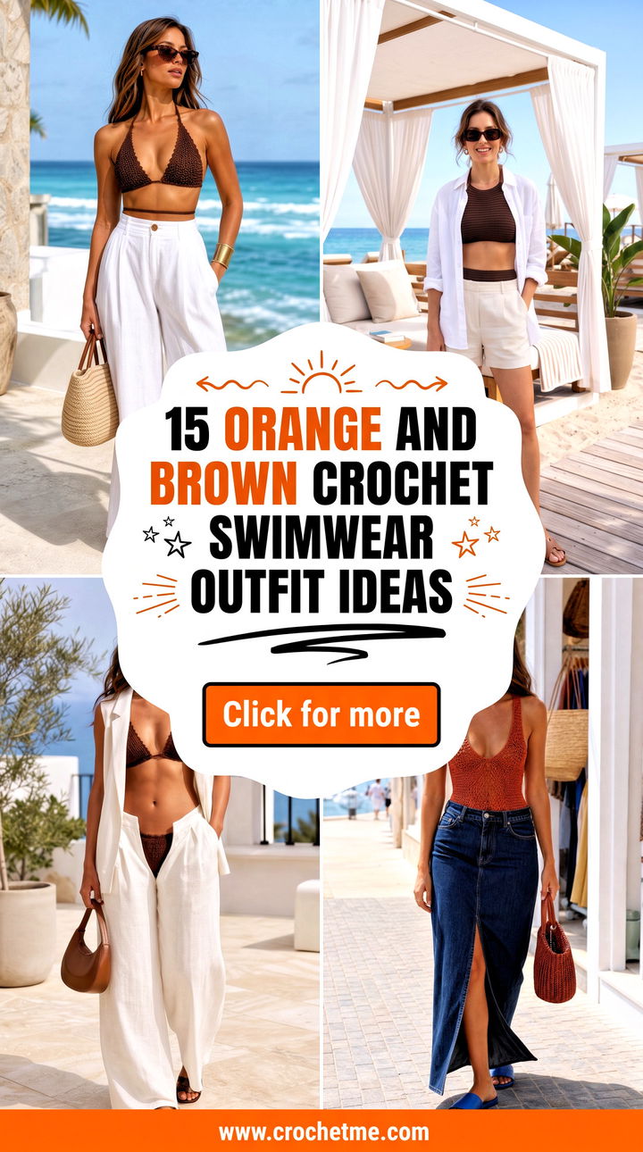 15 orange and brown crochet swimwear outfit ideas - 15 orange and brown crochet swimwear outfit ideas