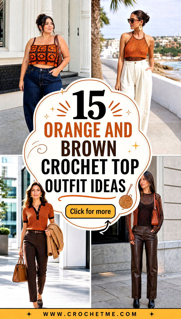 15 orange and brown crochet top outfit ideas - 15 orange and brown crochet top outfit ideas