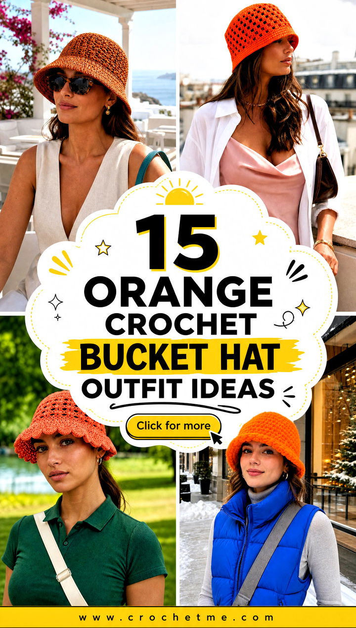 15 orange crochet bucket hat outfit ideas - 15 orange crochet bucket hat outfit ideas