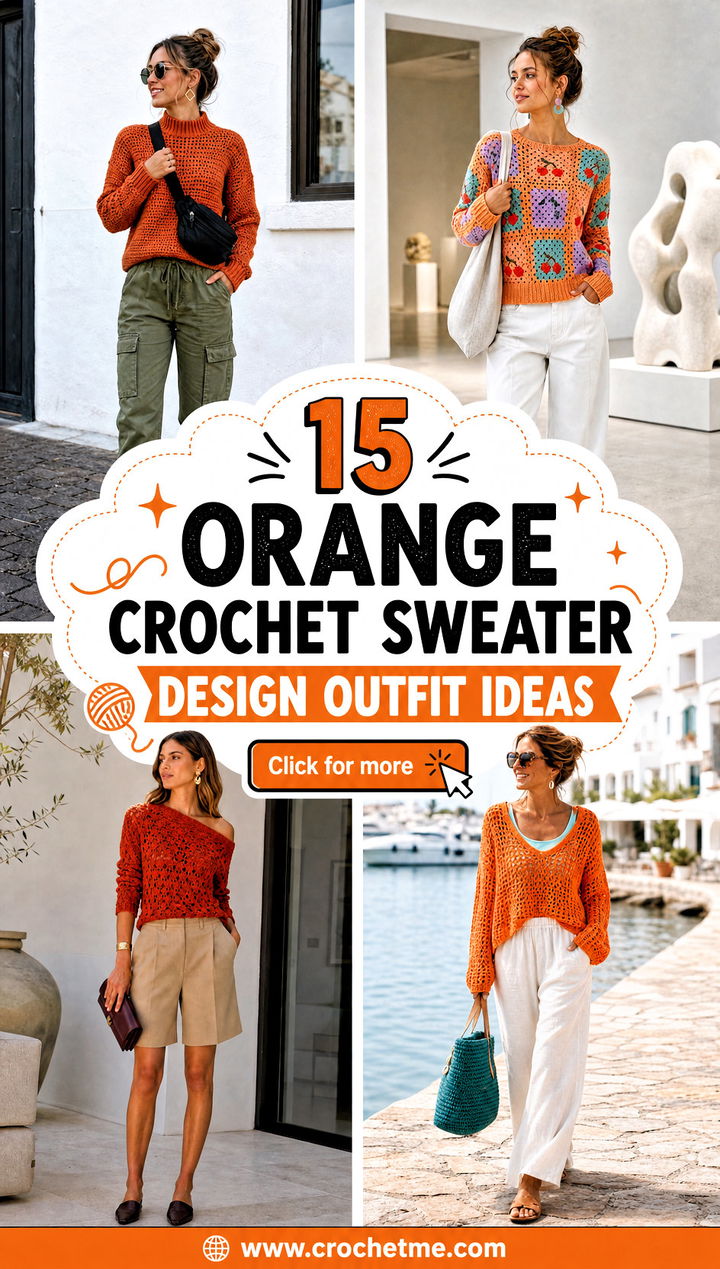 15 orange crochet sweater design outfit ideas - 15 orange crochet sweater design outfit ideas