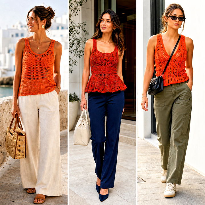 15 orange crochet tank top outfit ideas