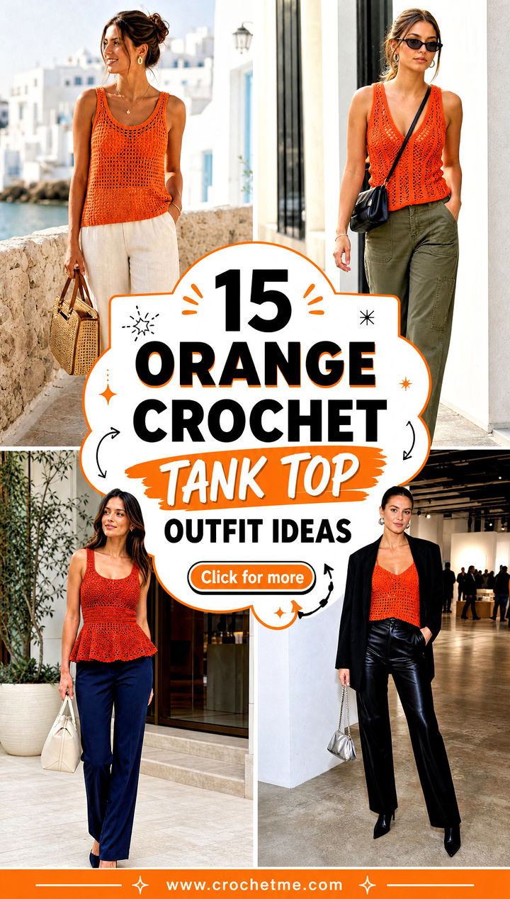 15 orange crochet tank top outfit ideas - 15 orange crochet tank top outfit ideas