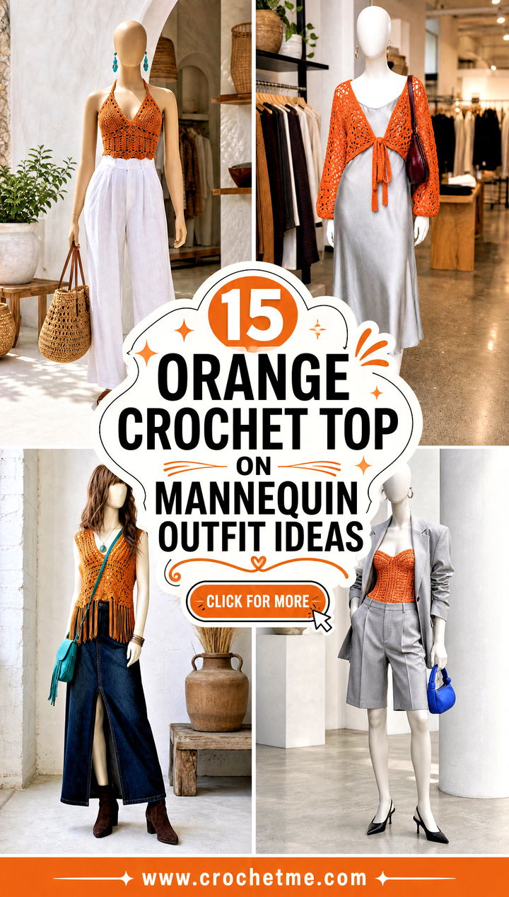 15 orange crochet top on mannequin outfit ideas - 15 orange crochet top on mannequin outfit ideas