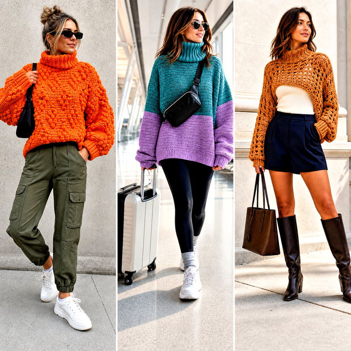15 oversized turtleneck crochet sweater outfit ideas