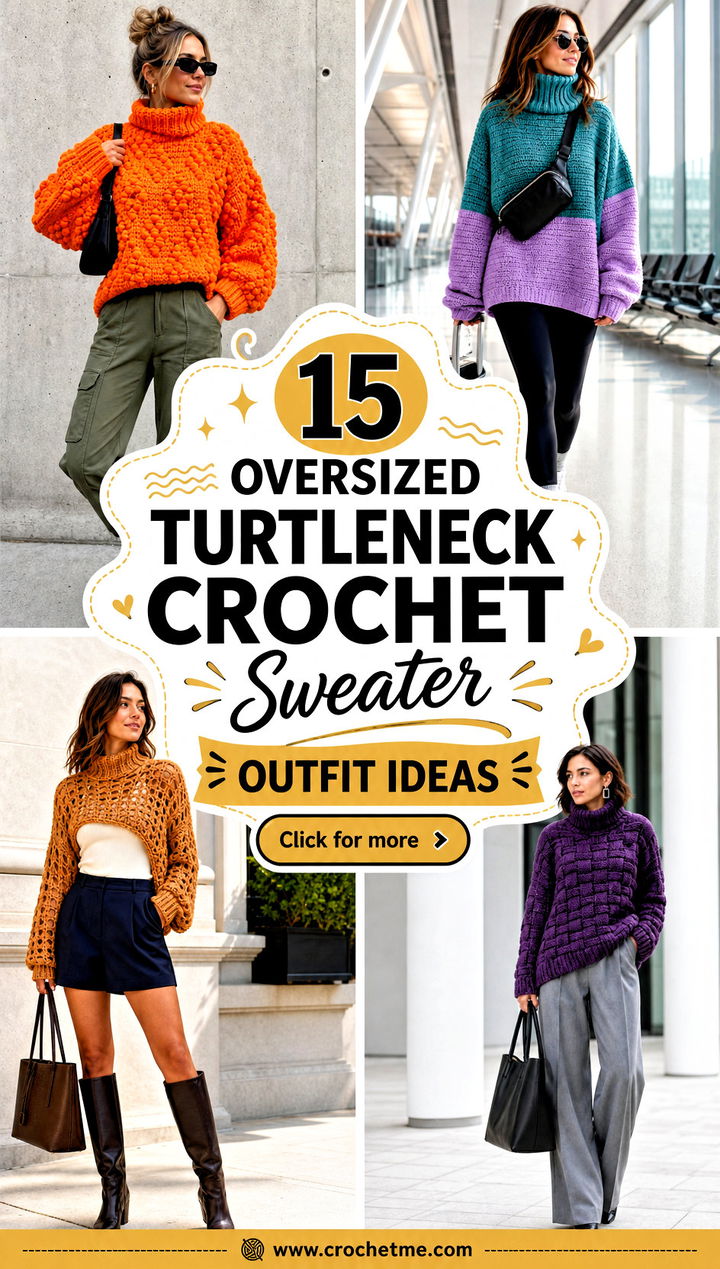15 oversized turtleneck crochet sweater outfit ideas - 15 oversized turtleneck crochet sweater outfit ideas