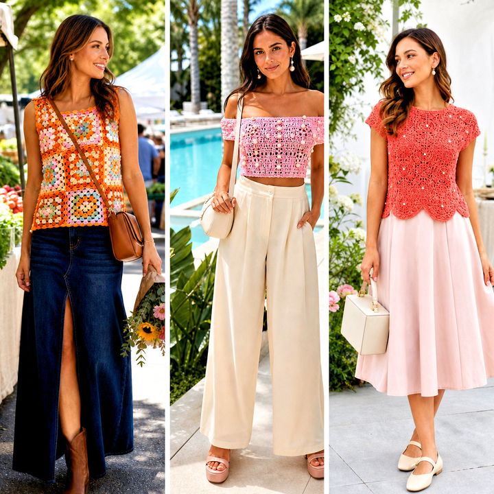 15 Pearl Embellished Crochet Top Outfit Ideas for Elegant Looks