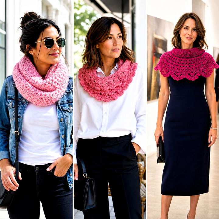 15 Pink Crochet Cowl Outfit Ideas for Cozy Cold-Weather Style