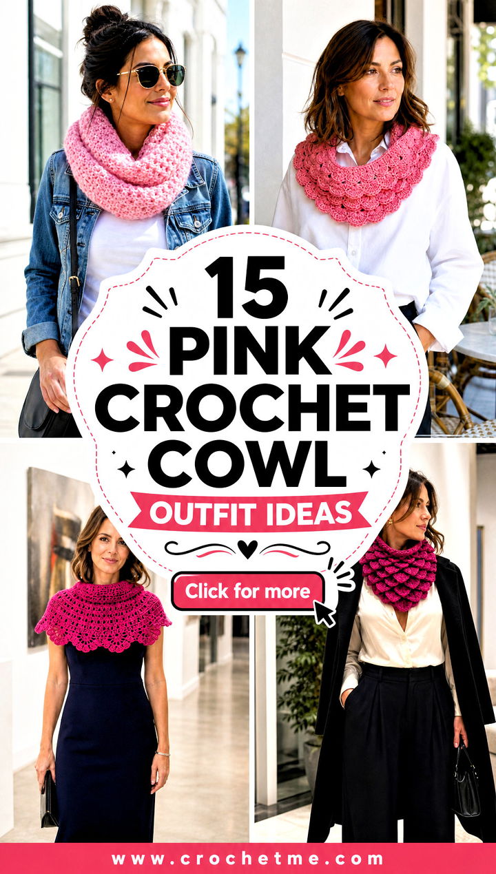15 pink crochet cowl outfit ideas - 15 pink crochet cowl outfit ideas