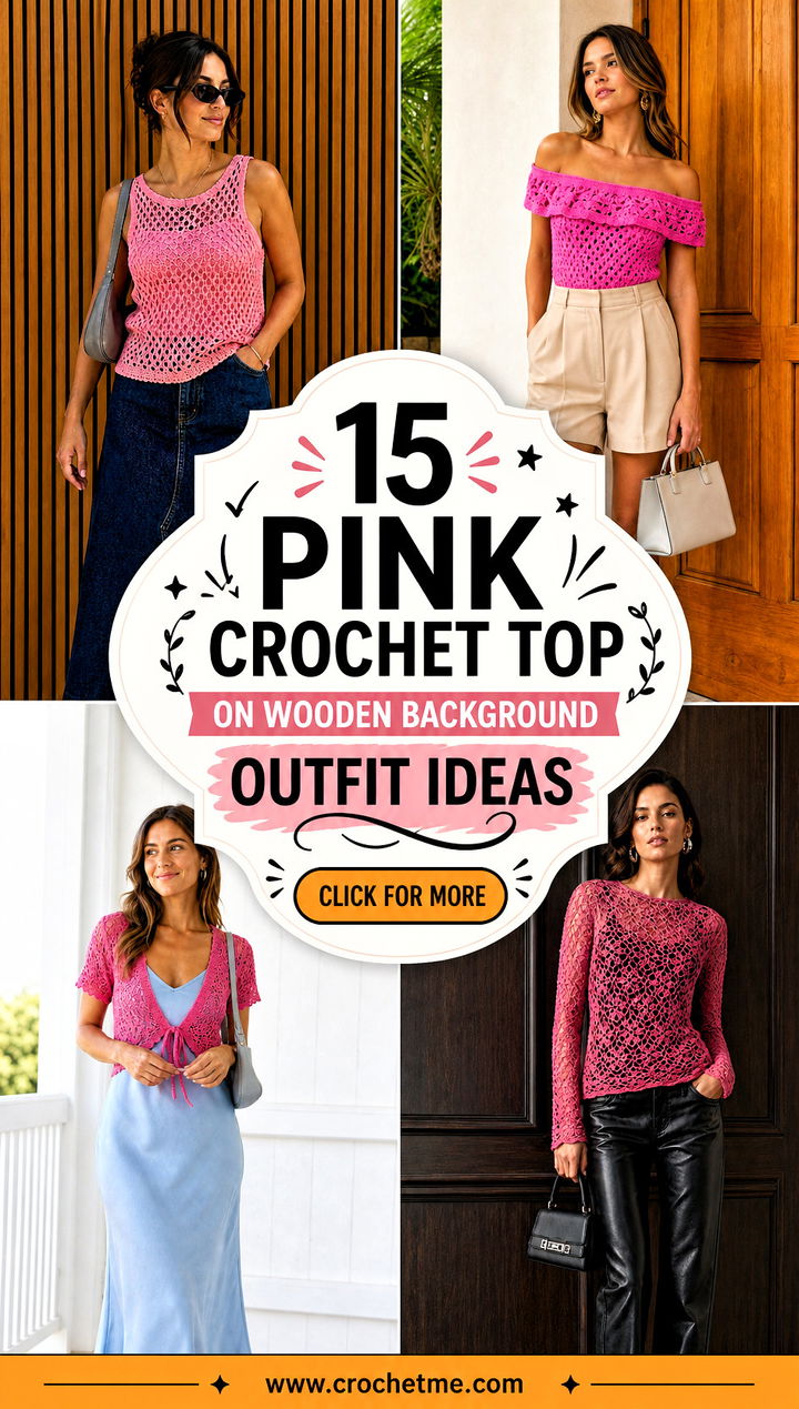 15 pink crochet top on wooden background outfit ideas - 15 pink crochet top on wooden background outfit ideas