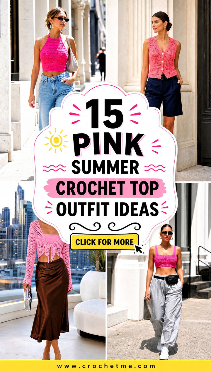 15 pink summer crochet top outfit ideas - 15 pink summer crochet top outfit ideas