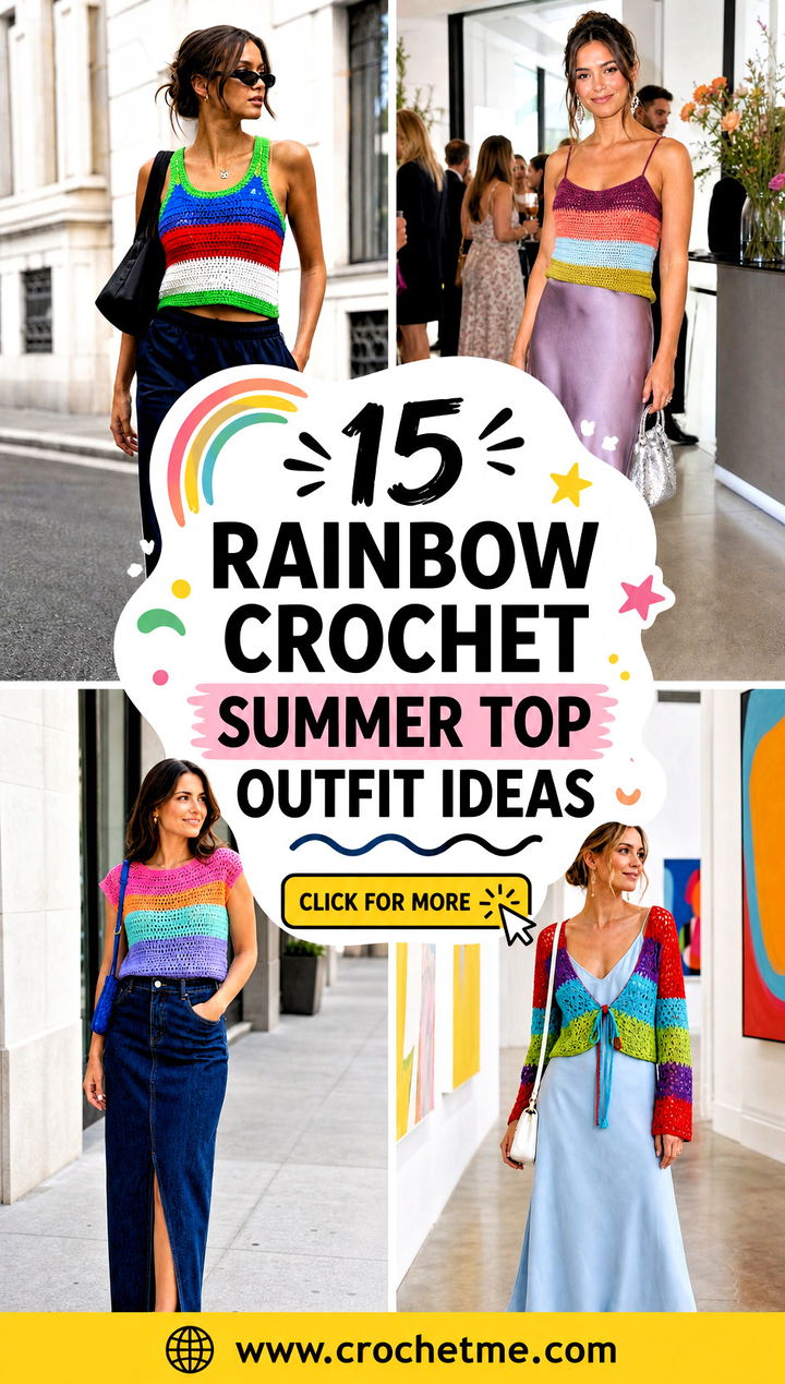 15 rainbow crochet summer top outfit ideas - 15 rainbow crochet summer top outfit ideas