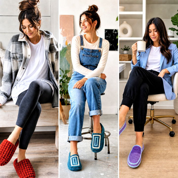 15 Rectangle Crochet Slipper Outfit Ideas for Cozy Nights