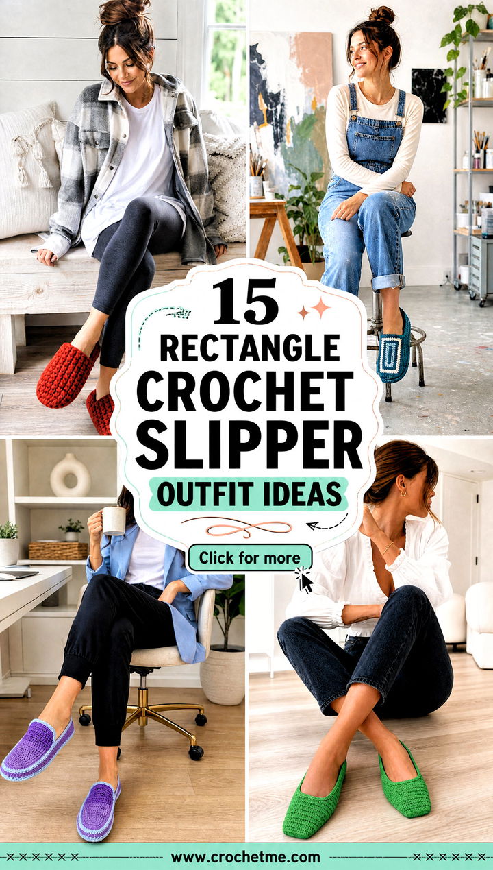 15 rectangle crochet slipper outfit ideas - 15 rectangle crochet slipper outfit ideas