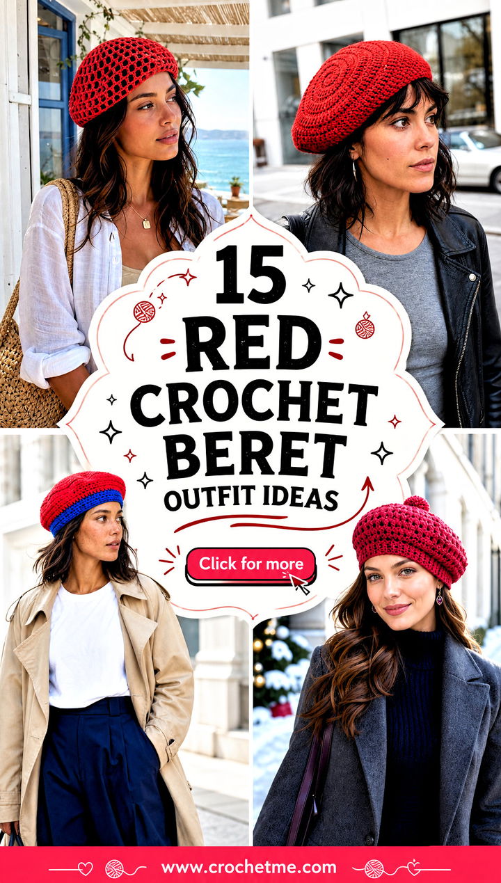 15 red crochet beret outfit ideas - 15 red crochet beret outfit ideas