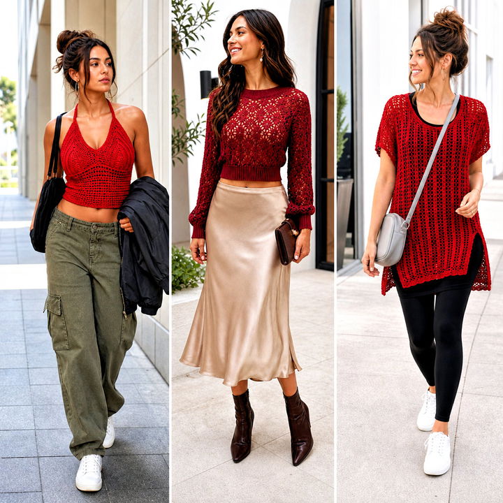 15 Red Crochet Clothing Design Outfit Ideas for Bold Style