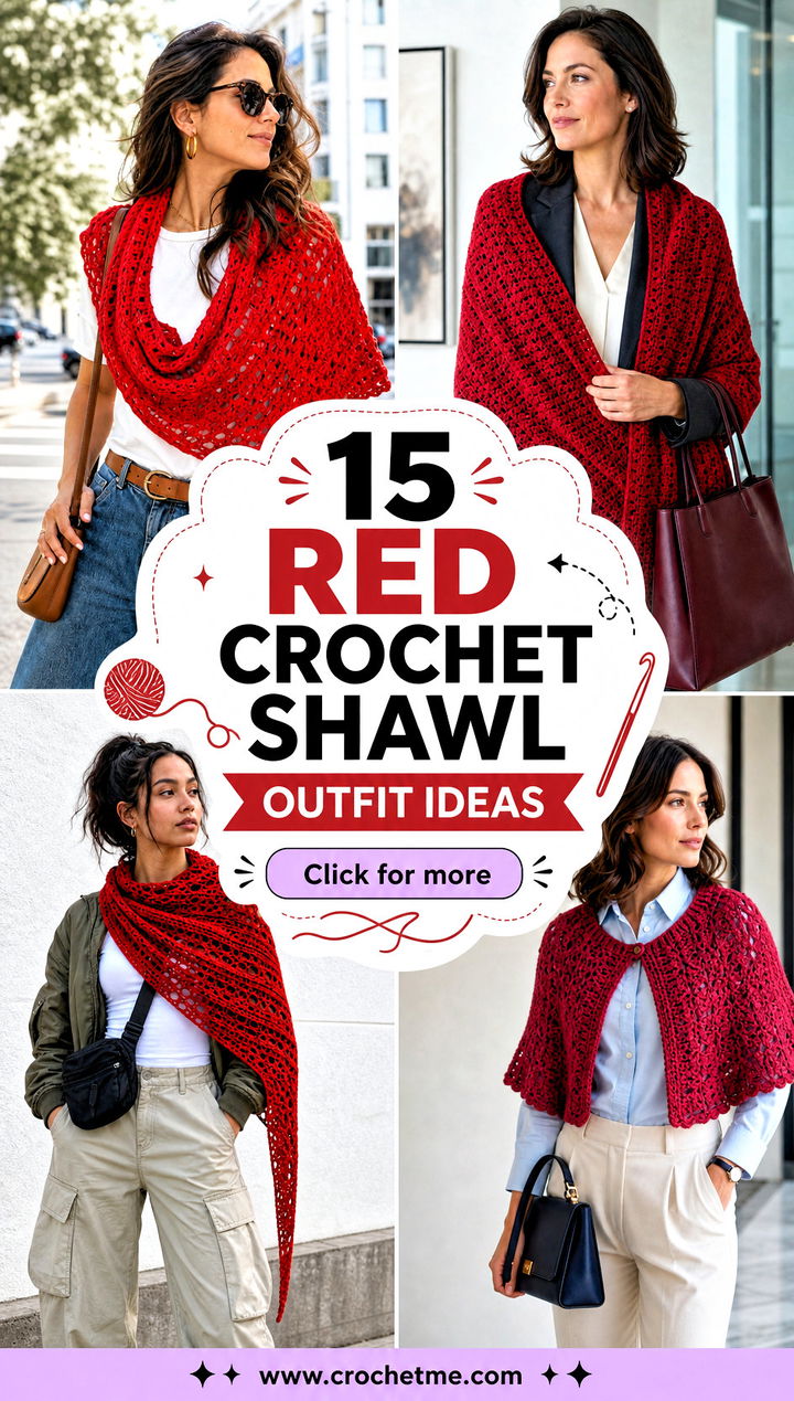 15 red crochet shawl outfit ideas - 15 red crochet shawl outfit ideas